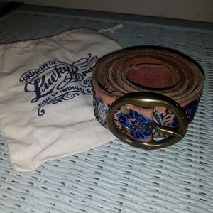 Lucky Brand ☆ SZ XL ☆ Brown Leather Stitched Belt